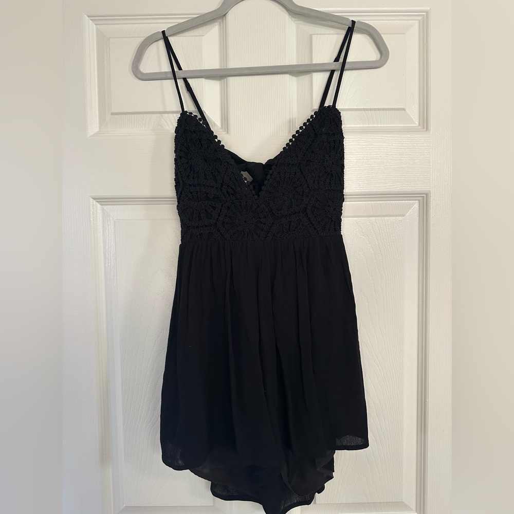 Black Crochet Romper